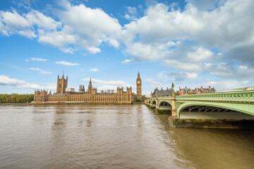 Palace of Westminster and Big Ben in London. England