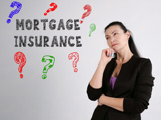 Business concept about MORTGAGE INSURANCE question marks with sign on the side