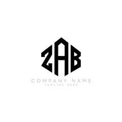 ZAB letter logo design with polygon shape. ZAB polygon logo monogram. ZAB cube logo design. ZAB hexagon vector logo template white and black colors. ZAB monogram, ZAB business and real estate logo. 