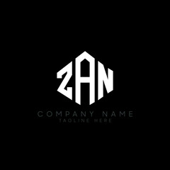 ZAN letter logo design with polygon shape. ZAN polygon logo monogram. ZAN cube logo design. ZAN hexagon vector logo template white and black colors. ZAN monogram, ZAN business and real estate logo. 