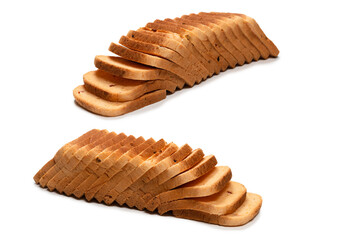 Delicious bread slices isolated on a white background.
