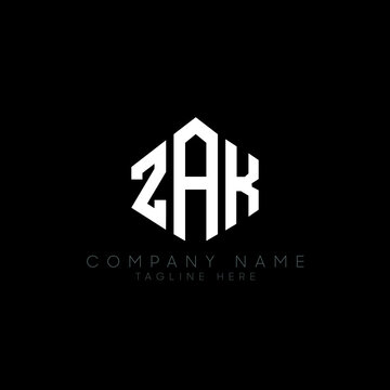 ZAK letter logo design with polygon shape. ZAK polygon logo monogram. ZAK cube logo design. ZAK hexagon vector logo template white and black colors. ZAK monogram, ZAK business and real estate logo. 