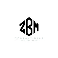 Obraz premium ZBM letter logo design with polygon shape. ZBM polygon logo monogram. ZBM cube logo design. ZBM hexagon vector logo template white and black colors. ZBM monogram, ZBM business and real estate logo. 