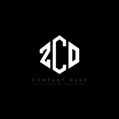 Obraz premium ZCD letter logo design with polygon shape. ZCD polygon logo monogram. ZCD cube logo design. ZCD hexagon vector logo template white and black colors. ZCD monogram, ZCD business and real estate logo. 