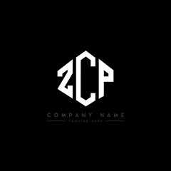 Obraz premium ZCP letter logo design with polygon shape. ZCP polygon logo monogram. ZCP cube logo design. ZCP hexagon vector logo template white and black colors. ZCP monogram, ZCP business and real estate logo. 