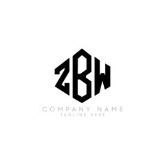 Fototapeta premium ZBW letter logo design with polygon shape. ZBW polygon logo monogram. ZBW cube logo design. ZBW hexagon vector logo template white and black colors. ZBW monogram, ZBW business and real estate logo. 