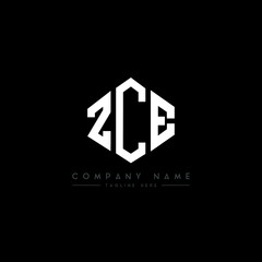 ZCE letter logo design with polygon shape. ZCE polygon logo monogram. ZCE cube logo design. ZCE hexagon vector logo template white and black colors. ZCE monogram, ZCE business and real estate logo. 