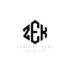 ZEK letter logo design with polygon shape. ZEK polygon logo monogram. ZEK cube logo design. ZEK hexagon vector logo template white and black colors. ZEK monogram, ZEK business and real estate logo. 