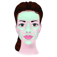 areas of the face for applying a cosmetic mask. Infographics of areas in the use of care products. Vector illustration