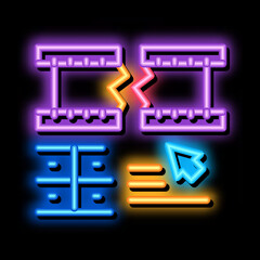 cutting film tape neon light sign vector. Glowing bright icon cutting film tape sign. transparent symbol illustration