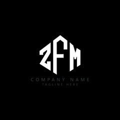 ZFM letter logo design with polygon shape. ZFM polygon logo monogram. ZFM cube logo design. ZFM hexagon vector logo template white and black colors. ZFM monogram, ZFM business and real estate logo. 