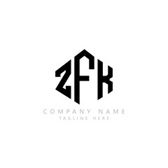 ZFK letter logo design with polygon shape. ZFK polygon logo monogram. ZFK cube logo design. ZFK hexagon vector logo template white and black colors. ZFK monogram, ZFK business and real estate logo. 
