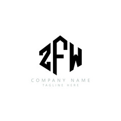 ZFW letter logo design with polygon shape. ZFW polygon logo monogram. ZFW cube logo design. ZFW hexagon vector logo template white and black colors. ZFW monogram, ZFW business and real estate logo. 
