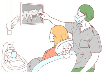 治療の説明（歯科）シンプルカラーバージョン - obrazy, fototapety, plakaty