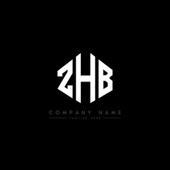 ZHB letter logo design with polygon shape. ZHB polygon logo monogram. ZHB cube logo design. ZHB hexagon vector logo template white and black colors. ZHB monogram, ZHB business and real estate logo. 