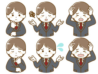 スーツを着た肥満の男性の困った表情