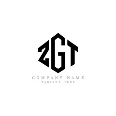 Fototapeta premium ZGT letter logo design with polygon shape. ZGT polygon logo monogram. ZGT cube logo design. ZGT hexagon vector logo template white and black colors. ZGT monogram, ZGT business and real estate logo. 