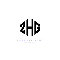 Fototapeta premium ZHG letter logo design with polygon shape. ZHG polygon logo monogram. ZHG cube logo design. ZHG hexagon vector logo template white and black colors. ZHG monogram, ZHG business and real estate logo. 