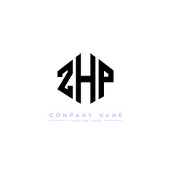Fototapeta premium ZHP letter logo design with polygon shape. ZHP polygon logo monogram. ZHP cube logo design. ZHP hexagon vector logo template white and black colors. ZHP monogram, ZHP business and real estate logo. 