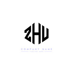 ZHU letter logo design with polygon shape. ZHU polygon logo monogram. ZHU cube logo design. ZHU hexagon vector logo template white and black colors. ZHU monogram, ZHU business and real estate logo. 