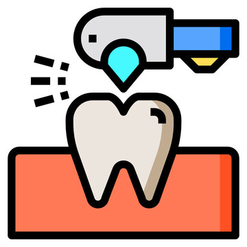 tooth treatment icon, dental care, flat design clip art preview