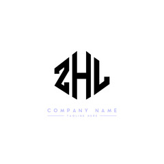 ZHL letter logo design with polygon shape. ZHL polygon logo monogram. ZHL cube logo design. ZHL hexagon vector logo template white and black colors. ZHL monogram, ZHL business and real estate logo. 