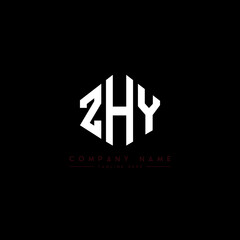ZHY letter logo design with polygon shape. ZHY polygon logo monogram. ZHY cube logo design. ZHY hexagon vector logo template white and black colors. ZHY monogram, ZHY business and real estate logo. 