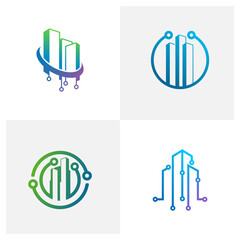 Set of Tech City logo vector template, Creative Building logo design concepts