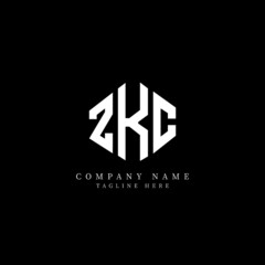 ZKC letter logo design with polygon shape. ZKC polygon logo monogram. ZKC cube logo design. ZKC hexagon vector logo template white and black colors. ZKC monogram, ZKC business and real estate logo. 
