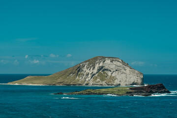Manana Island is a offshore tuff cone known as Rabbit Island. Makapuu Beach Park, Oahu, Hawaii....