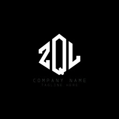 ZQL letter logo design with polygon shape. ZQL polygon logo monogram. ZQL cube logo design. ZQL hexagon vector logo template white and black colors. ZQL monogram, ZQL business and real estate logo. 
