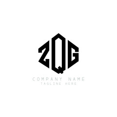 Fototapeta premium ZQG letter logo design with polygon shape. ZQG polygon logo monogram. ZQG cube logo design. ZQG hexagon vector logo template white and black colors. ZQG monogram, ZQG business and real estate logo. 