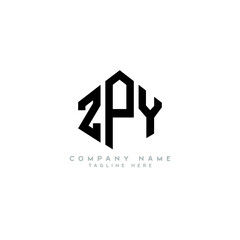ZPY letter logo design with polygon shape. ZPY polygon logo monogram. ZPY cube logo design. ZPY hexagon vector logo template white and black colors. ZPY monogram, ZPY business and real estate logo. 