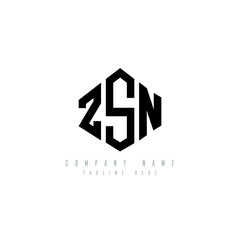 ZSN letter logo design with polygon shape. ZSN polygon logo monogram. ZSN cube logo design. ZSN hexagon vector logo template white and black colors. ZSN monogram, ZSN business and real estate logo. 