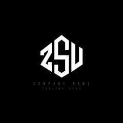 ZSU letter logo design with polygon shape. ZSU polygon logo monogram. ZSU cube logo design. ZSU hexagon vector logo template white and black colors. ZSU monogram, ZSU business and real estate logo. 