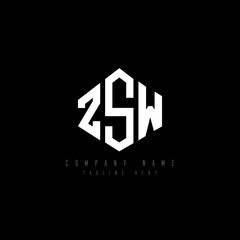 ZSW letter logo design with polygon shape. ZSW polygon logo monogram. ZSW cube logo design. ZSW hexagon vector logo template white and black colors. ZSW monogram, ZSW business and real estate logo. 