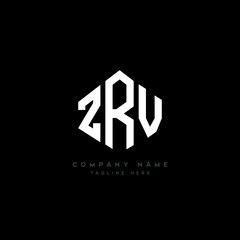 ZRV letter logo design with polygon shape. ZRV polygon logo monogram. ZRV cube logo design. ZRV hexagon vector logo template white and black colors. ZRV monogram, ZRV business and real estate logo. 