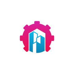 Gear City logo vector template, Creative Building logo design concepts