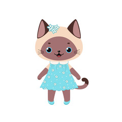Cute character of cat girl in dress