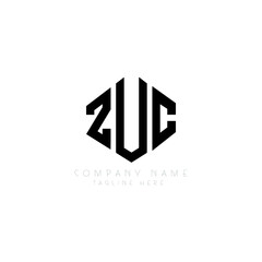ZUC letter logo design with polygon shape. ZUC polygon logo monogram. ZUC cube logo design. ZUC hexagon vector logo template white and black colors. ZUC monogram, ZUC business and real estate logo. 