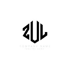 ZUL letter logo design with polygon shape. ZUL polygon logo monogram. ZUL cube logo design. ZUL hexagon vector logo template white and black colors. ZUL monogram, ZUL business and real estate logo. 