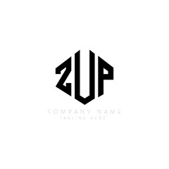 ZUP letter logo design with polygon shape. ZUP polygon logo monogram. ZUP cube logo design. ZUP hexagon vector logo template white and black colors. ZUP monogram, ZUP business and real estate logo. 