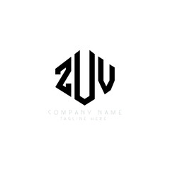 ZUV letter logo design with polygon shape. ZUV polygon logo monogram. ZUV cube logo design. ZUV hexagon vector logo template white and black colors. ZUV monogram, ZUV business and real estate logo. 