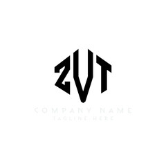 Obraz premium ZVT letter logo design with polygon shape. ZVT polygon logo monogram. ZVT cube logo design. ZVT hexagon vector logo template white and black colors. ZVT monogram, ZVT business and real estate logo. 