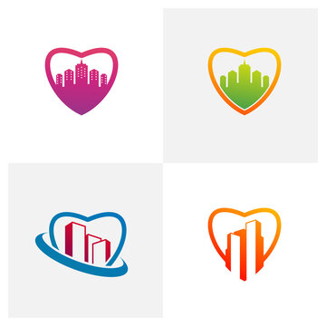 Set of Love City logo vector template, Creative Building logo design concepts