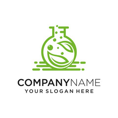 Green Lab leaf creative Logo Design Concept Vector