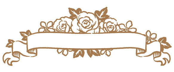 アンティークなお花とリボンの装飾フレーム