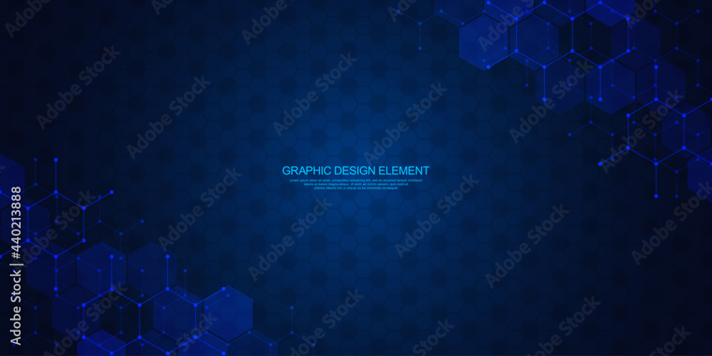Wall mural abstract geometric background with hexagons pattern. the design element of hexagonal shape. concepts