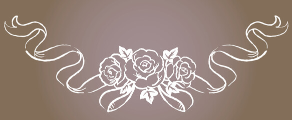 アンティークなお花とリボンの装飾オーナメント