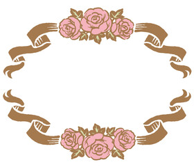 アンティークなお花とリボンの装飾フレーム